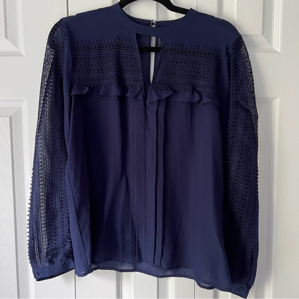 Express Navy Lace Detail Blouse